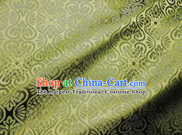 Asian Traditional Kyoto Kimono Brocade Classical Pattern Green Damask Fabric Japanese Tapestry Satin Silk Material