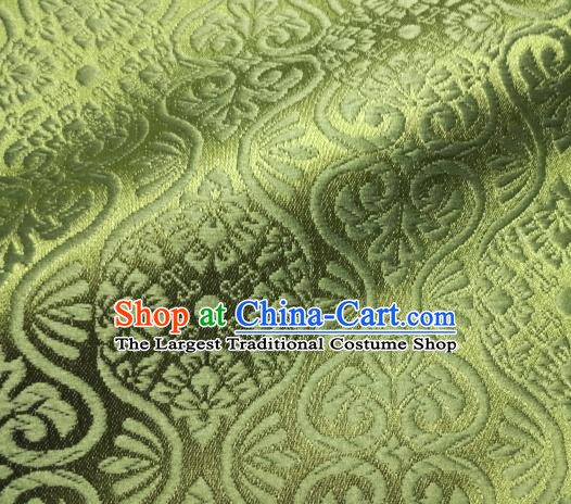 Asian Traditional Kyoto Kimono Brocade Classical Pattern Matcha Green Damask Fabric Japanese Tapestry Satin Silk Material