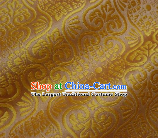 Asian Traditional Kyoto Kimono Brocade Classical Pattern Golden Damask Fabric Japanese Tapestry Satin Silk Material