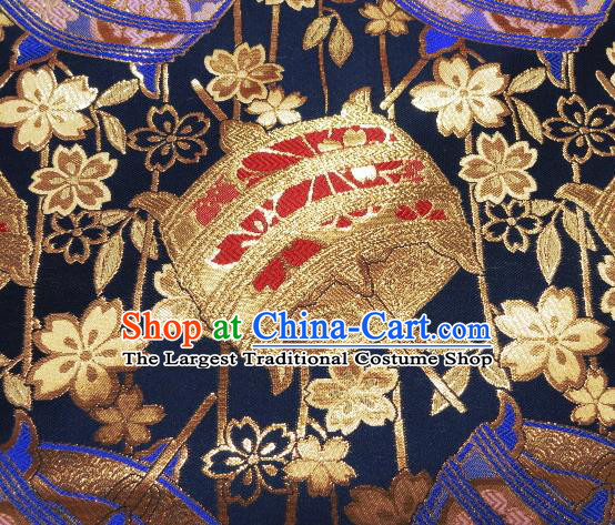 Asian Traditional Kyoto Kimono Brocade Classical Pattern Black Damask Fabric Japanese Tapestry Satin Silk Material