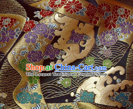 Asian Traditional Damask Brocade Fabric Japanese Kimono Classical Sakura Pattern Tapestry Satin Silk Material