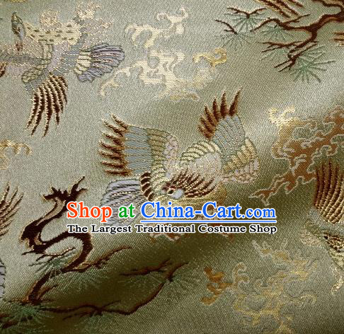 Asian Traditional Japanese Kimono Classical Eagle Pattern Green Tapestry Satin Brocade Fabric Baldachin Silk Material