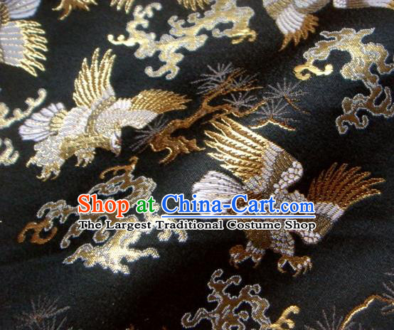 Asian Traditional Japanese Kimono Classical Eagle Pattern Black Tapestry Satin Brocade Fabric Baldachin Silk Material