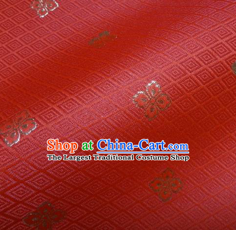 Asian Traditional Japanese Kimono Classical Flowers Pattern Red Brocade Tapestry Satin Fabric Baldachin Silk Material