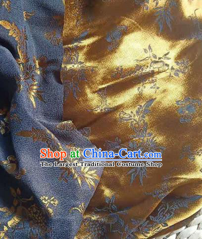 Asian Traditional Watered Gauze Fabric Classical Leaf Pattern Golden Brocade Satin Silk Material