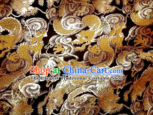 Asian Japanese Traditional Brocade Fabric Classical Golden Dragons Pattern Baldachin Kimono Tapestry Satin Silk Material
