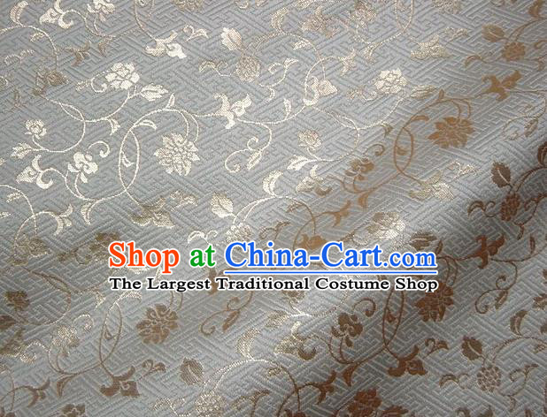 Asian Japanese Traditional Kimono Tapestry Satin Classical Golden Scroll Pattern Brocade Fabric Baldachin Silk Material