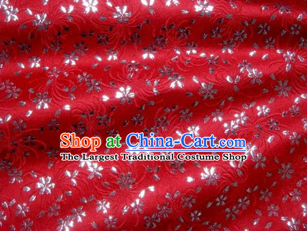 Asian Japanese Traditional Kimono Red Tapestry Satin Classical Chrysanthemum Pattern Brocade Fabric Baldachin Silk Material