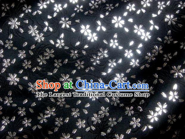 Asian Japanese Traditional Kimono Black Tapestry Satin Classical Chrysanthemum Pattern Brocade Fabric Baldachin Silk Material
