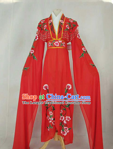 Chinese Traditional Beijing Opera Peri Princess Red Embroidered Dress Ancient Nobility Lady Costume for Women