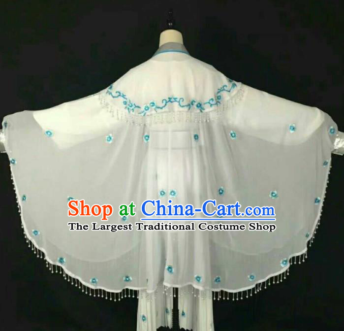 Chinese Traditional Beijing Opera Blues White Dress Ancient Peri Costume for Women