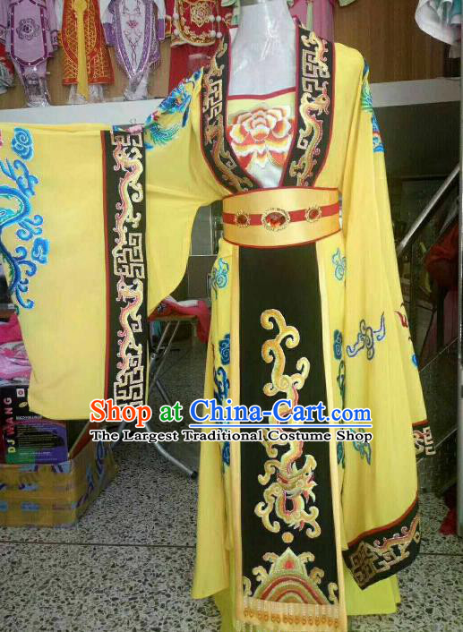 Chinese Traditional Beijing Opera Queen Embroidered Yellow Dress Ancient Empress Costume for Women