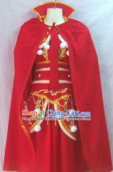 Chinese Traditional Beijing Opera Female Warrior Red Dress Ancient Swordswoman Embroidered Costume for Women