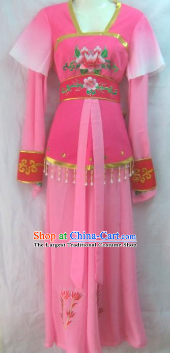 Chinese Traditional Beijing Opera Young Lady Rosy Dress Ancient Court Maid Embroidered Costume for Women