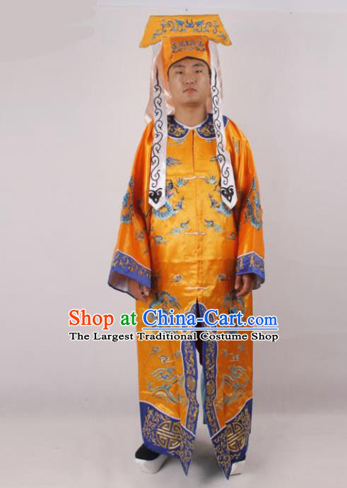 Chinese Traditional Beijing Opera Takefu Golden Clothing Ancient Imperial Bodyguard Costume for Men