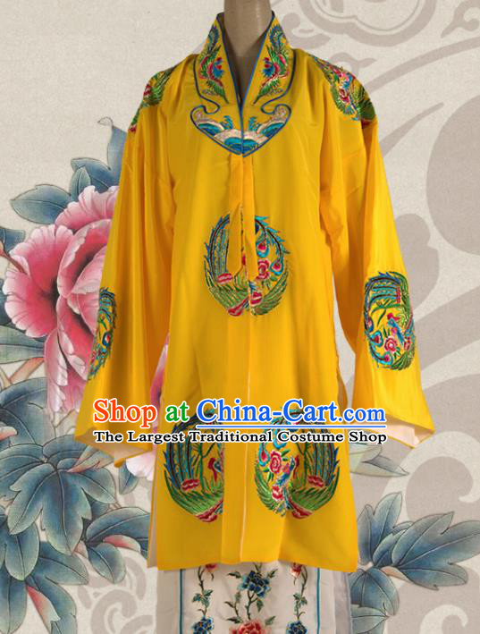 Chinese Traditional Beijing Opera Court Lady Yellow Dress Ancient Queen Embroidered Phoenix Costume for Women