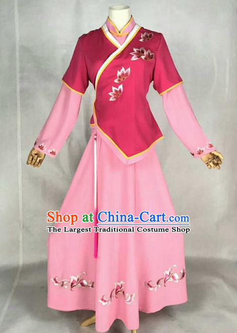 Chinese Traditional Beijing Opera Young Lady Embroidered Dress Ancient Court Maid Costume for Women
