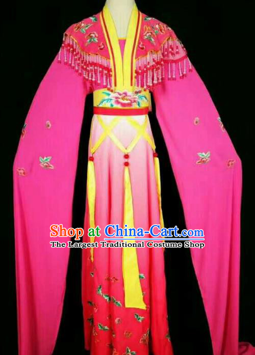Chinese Traditional Beijing Opera Actress Rosy Dress Ancient Peri Princess Embroidered Costume for Women