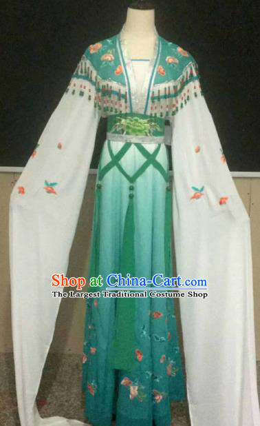 Chinese Traditional Beijing Opera Actress Green Dress Ancient Peri Princess Embroidered Costume for Women
