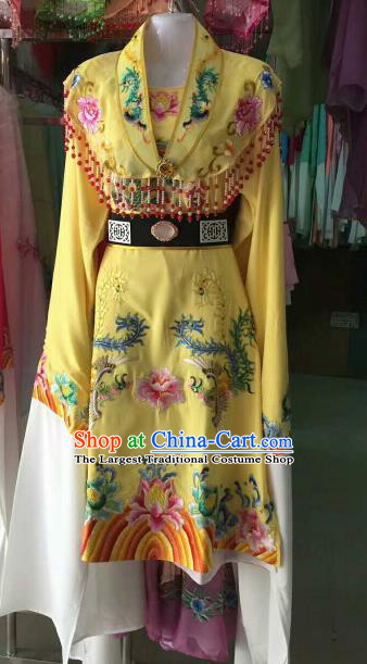 Chinese Traditional Beijing Opera Imperial Concubine Embroidered Yellow Dress Ancient Palace Lady Costume for Women
