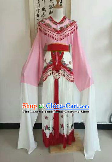 Traditional Chinese Peking Opera Diva Embroidered Pink Dress Ancient Nobility Lady Costume for Women