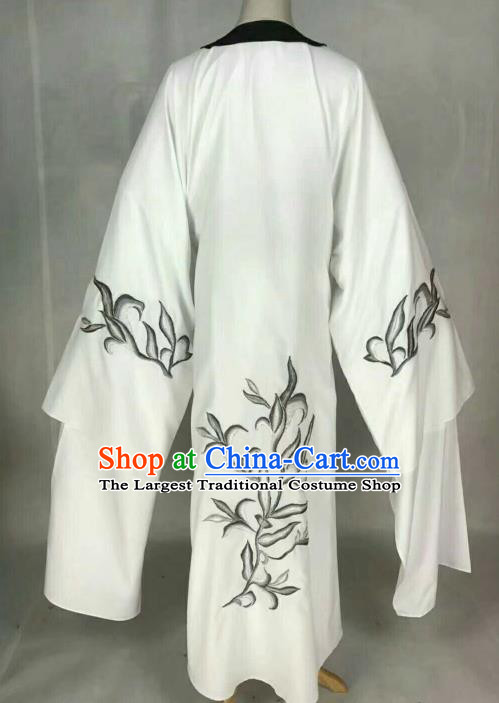 Chinese Traditional Beijing Opera Niche White Clothing Ancient Nobility Childe Scholar Embroidered Costume for Men
