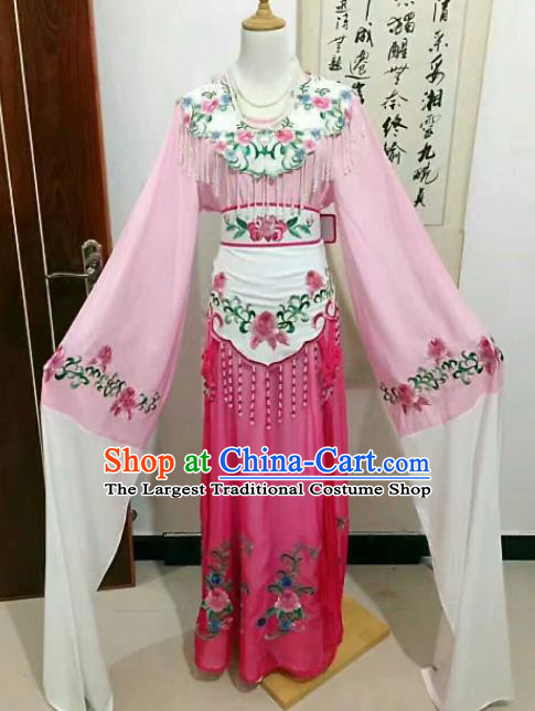 Chinese Traditional Peking Opera Artiste Costume Ancient Princess Embroidered Pink Dress for Women