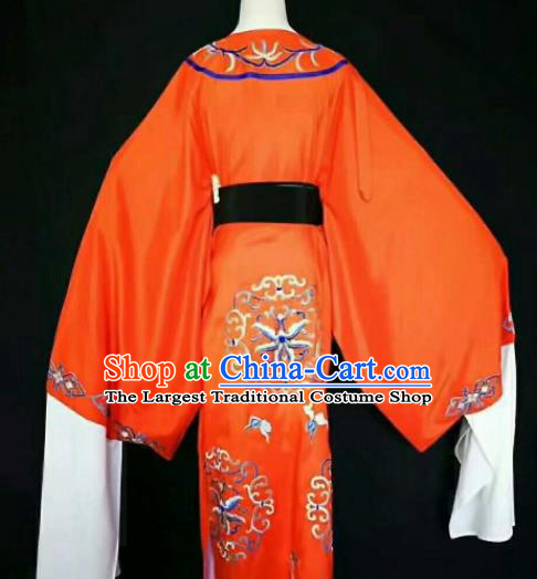 Chinese Traditional Peking Opera Niche Costume Ancient Prince Embroidered Red Robe for Men