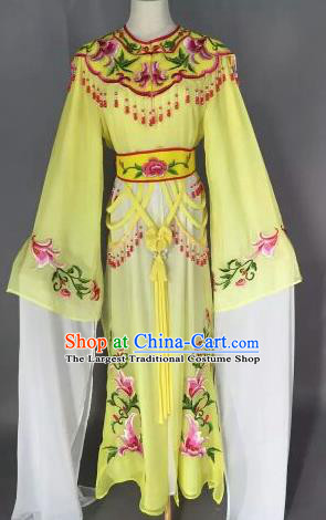 Chinese Ancient Court Princess Embroidered Yellow Dress Traditional Peking Opera Artiste Costume for Women