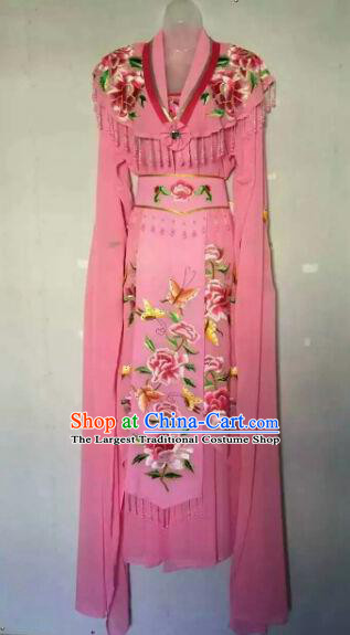 Chinese Ancient Peri Embroidered Pink Dress Traditional Peking Opera Artiste Costume for Women