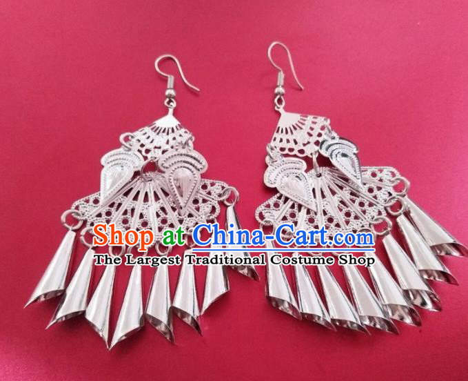 Chinese Traditional Ethnic Ear Accessories Miao Nationality Silver Earrings for Women