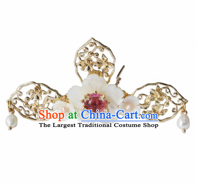 Chinese Ancient Princess Shell Flower Hairpins Traditional Hanfu Hair Accessories for Women