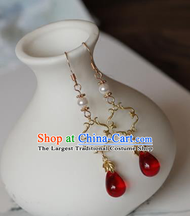 Chinese Traditional Hanfu Ear Accessories Ancient Princess Agate Earrings for Women