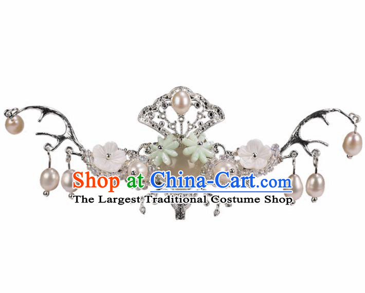Chinese Ancient Princess Hairpins Pearls Hair Crown Traditional Hanfu Hair Accessories for Women