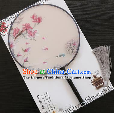 Chinese Traditional Palace Fans Ancient Princess Printing Magnolia Round Fans for Women