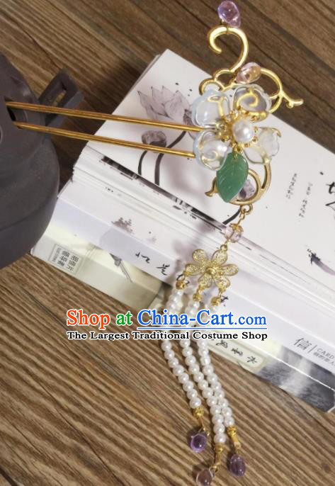 Chinese Ancient Princess Beads Tassel Hairpins Traditional Hanfu Hair Accessories for Women