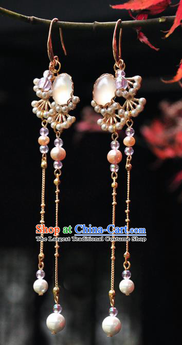 Chinese Traditional Hanfu Jewelry Accessories Ancient Princess Pine Tassel Earrings for Women