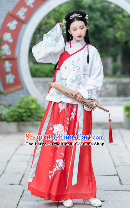 Chinese Traditional Ming Dynasty Historical Costume Ancient Peri Princess Hanfu Dress for Women