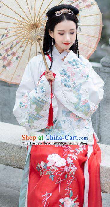 Chinese Traditional Ming Dynasty Historical Costume Ancient Peri Princess Hanfu Dress for Women