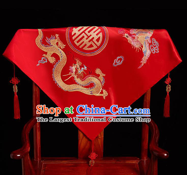 Chinese Ancient Wedding Headdress Curtain Traditional Handmade Embroidered Red Cover for Women