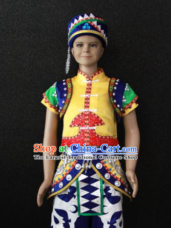 Chinese Traditional Hani Nationality Embroidered Clothing Ethnic Folk Dance Costume for Kids