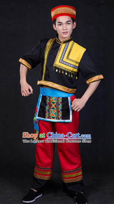 Chinese Traditional Yao Nationality Clothing Ethnic Bridegroom Folk Dance Costume for Men