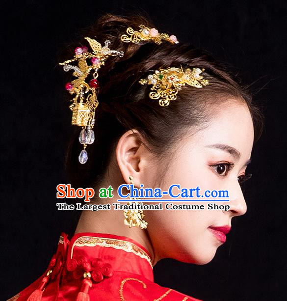 Chinese Ancient Wedding Hair Accessories Traditional Bride Headdress Hairpins for Women