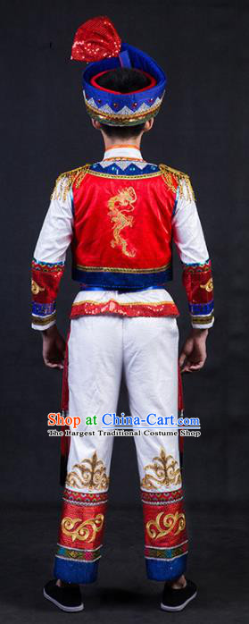 Chinese Traditional Yao Nationality Clothing Ethnic Bridegroom Folk Dance Costume for Men