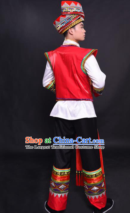 Chinese Traditional Ethnic Bridegroom Costume Zhuang Nationality Festival Folk Dance Clothing for Men