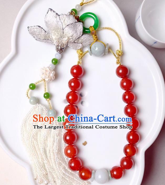 Chinese Traditional Jewelry Accessories Classical Agate Beads Tassel Brooch for Women