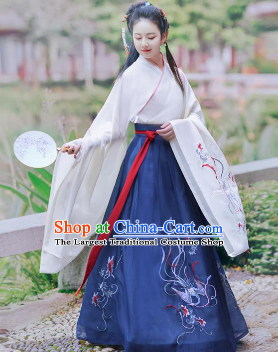 Chinese Ancient Palace Princess Hanfu Dress Traditional Jin Dynasty Court Infanta Historical Costume for Women