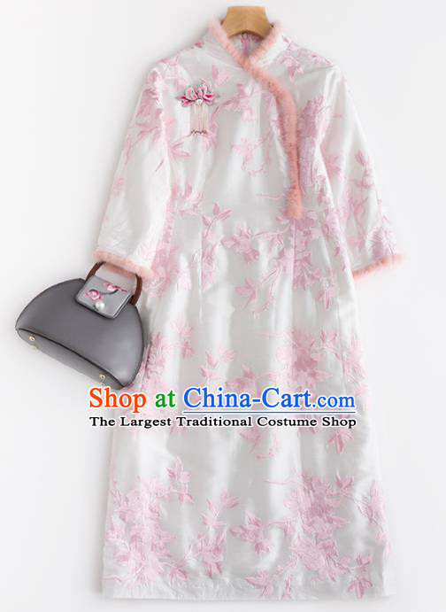 Chinese Traditional National Costume Tang Suit Cheongsam Winter Qipao Dress for Women