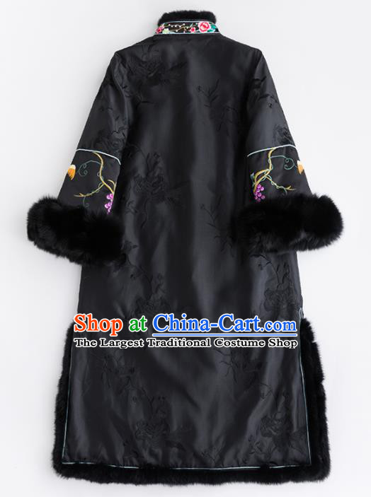 Chinese Traditional Tang Suit Black Dust Coat National Costume Upper Outer Garment for Women