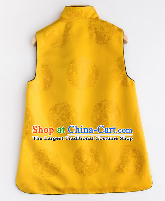 Traditional Chinese National Costume Tang Suit Yellow Brocade Waistcoat for Women